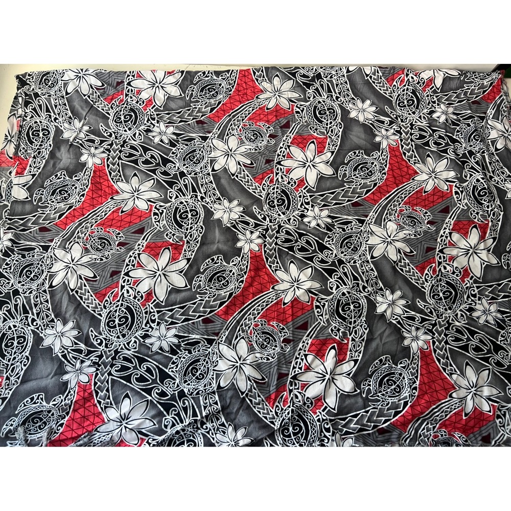Tribal SeaTurtle Hibiscus Beach Wrap Sarong Hawaiian Vacation Fringe Coverup - Picture 2 of 6
